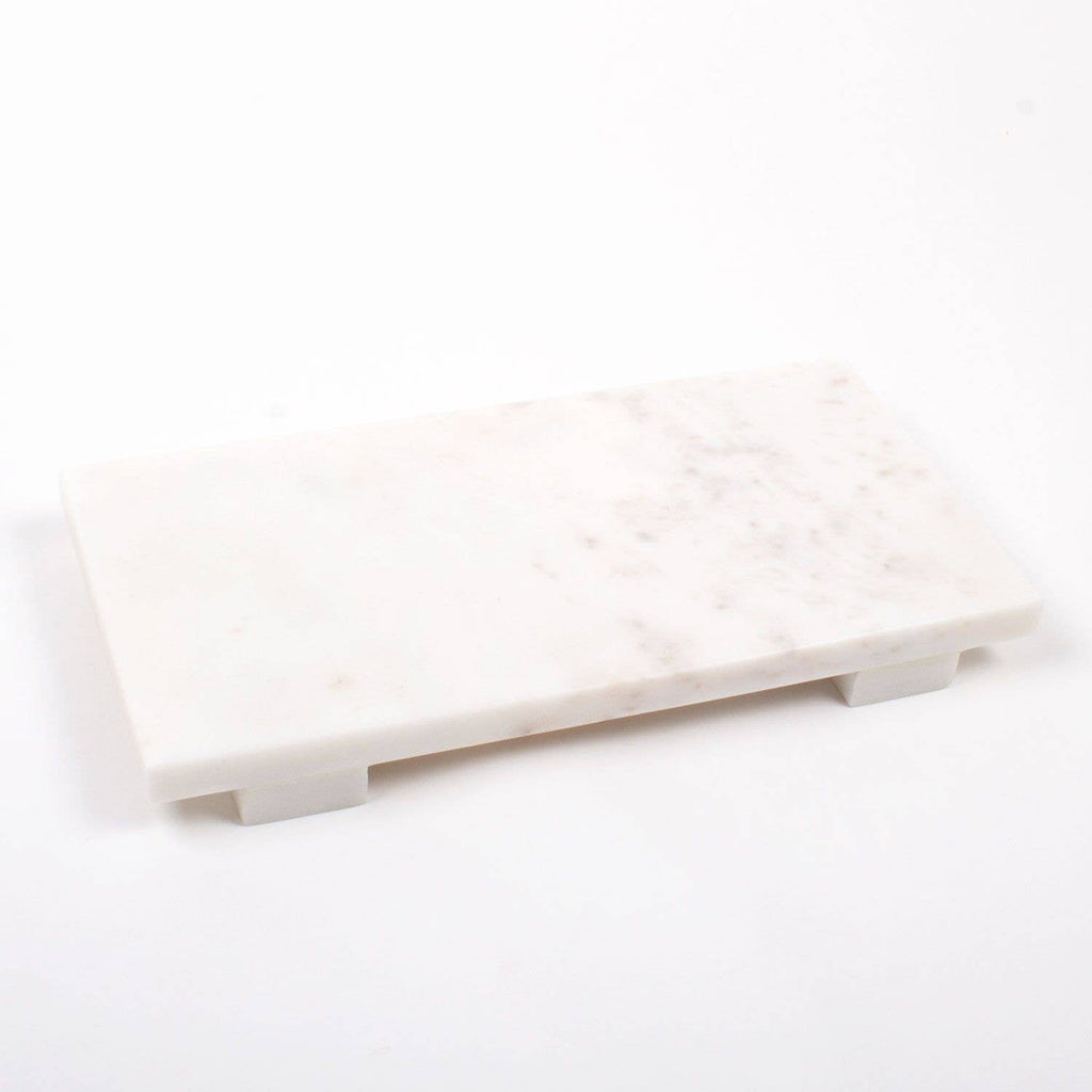 Small White Wood, Marble & Jute Cutting Board - Foreside Home & Garden